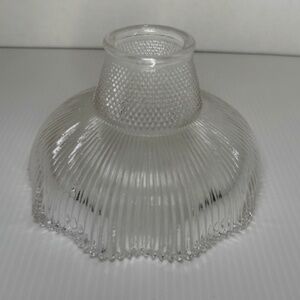 Antique Victorian Art Deco Holophane Style Glass Lamp Shade Ruffled Ribbed
